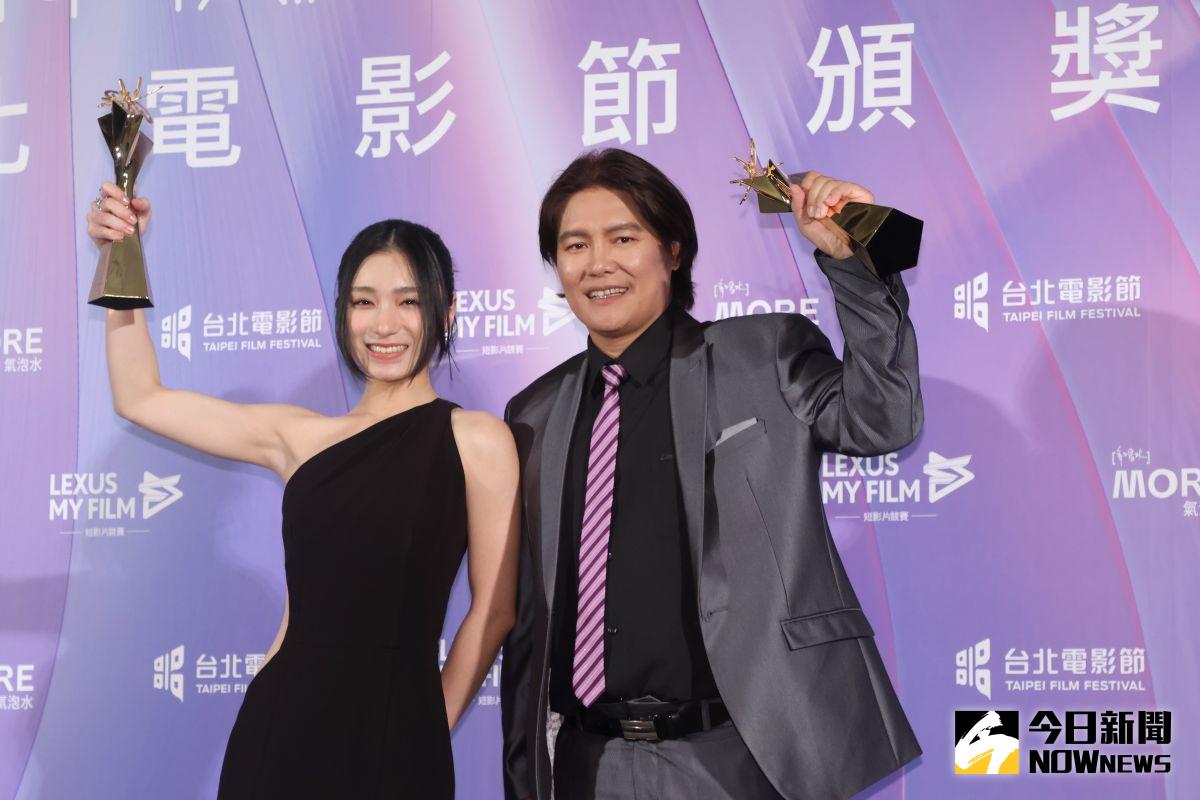 ▲台北電影節首次開出「雙蛋黃」，洪金輝（右）、葉曉霏2人一起奪下「最佳新演員」。（圖／記者陳明中攝）