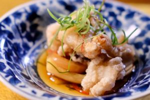 ▲鮟鱇魚做成的炸天婦羅，炸工相當好，保留日本三大名魚「鮟鱇魚」的高檔鮮美。