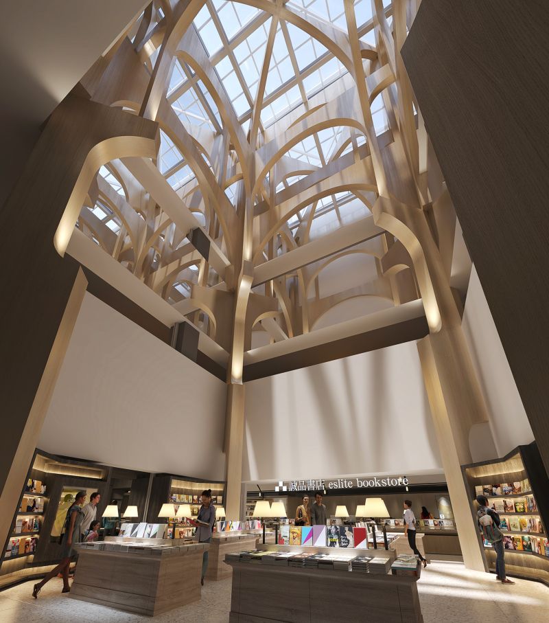 ▲誠品生活新店4F書店，擁有30米挑高天井感受殿堂級閱讀。（3D示意圖／誠品提供）