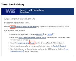 用詞變了！美國務院微調對台旅遊警示　刪「國家」改「台灣」
