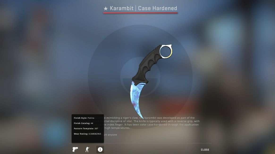 ▲全球知名的FPS遊戲《CS：GO》，近期出現有位18歲新手男玩家，剛玩3天就意外開出「藍寶石爪刀 #387」刀造型。（圖／Twitter）