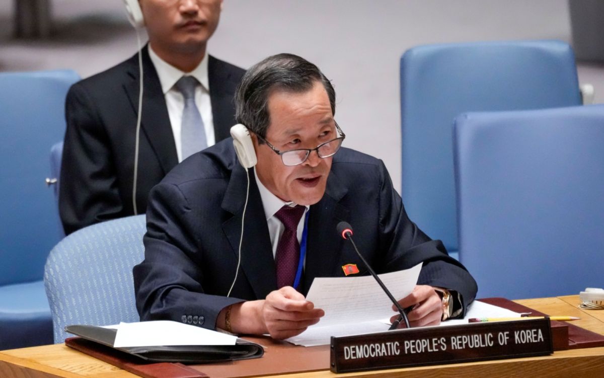 ▲北韓駐聯合國大使金星13日罕見現身聯合國安全理事會，表示北韓發射洲際彈道飛彈是行使自衛權之舉。（圖／美聯社／達志影像）