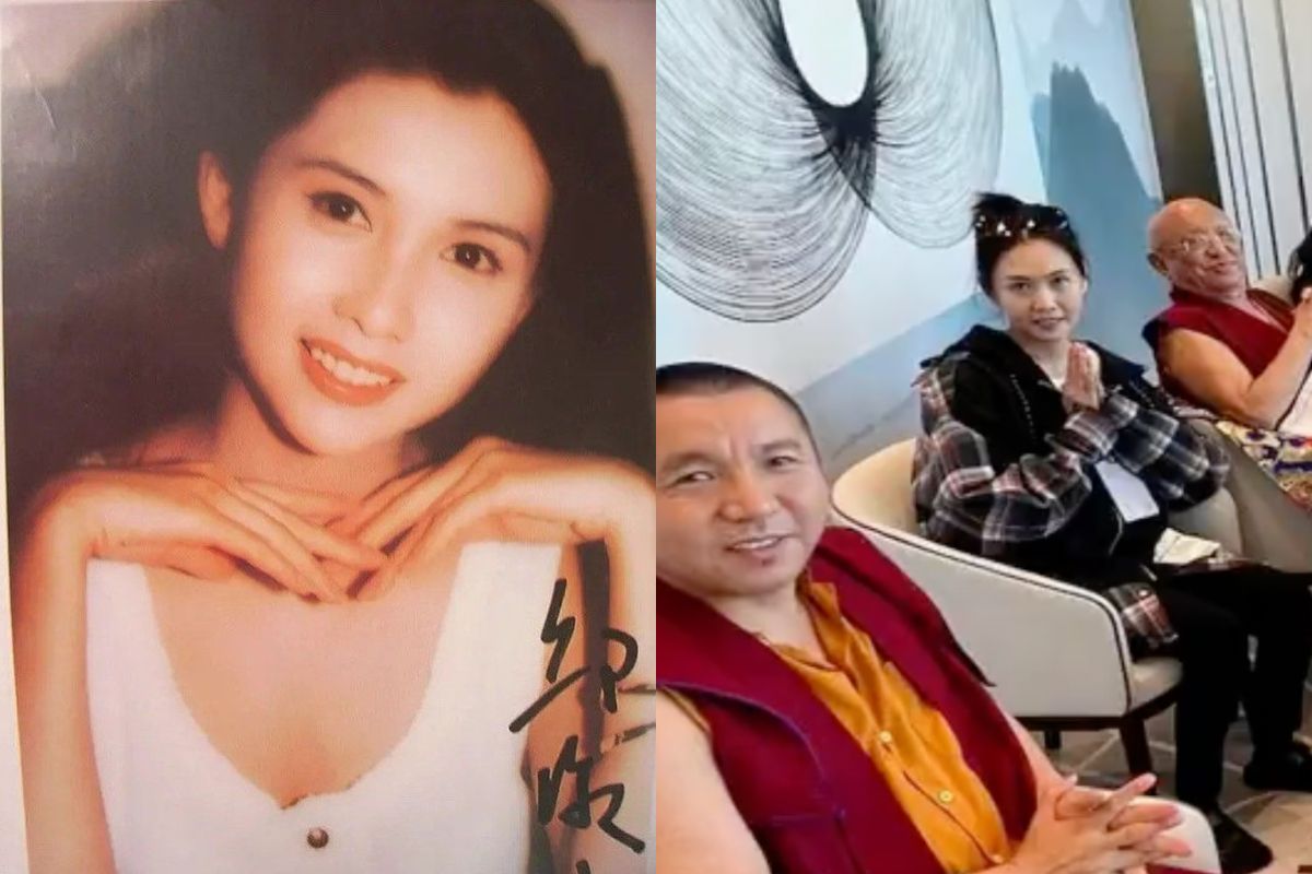 ▲邱淑貞（右圖中）上個月和藏傳佛教著名僧人秋吉尼瑪仁波切（右圖右）、喇嘛及佛友共進午餐，眾人合照也曝光邱淑貞的極佳狀態。（圖／翻攝自沈月IG、微博）