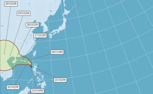 ▲今年第4號颱風「泰利」預計在今（15）日生成，最新路徑預計會往廣東方向前進，不會侵襲台灣。（圖／翻攝中央氣象局官網）