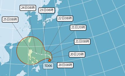 ▲氣象局預估，杜蘇芮颱風最快會在明（21）日清晨生成，路徑上以通過呂宋島往南海前既機率最大。（圖／翻攝中央氣象局官網）