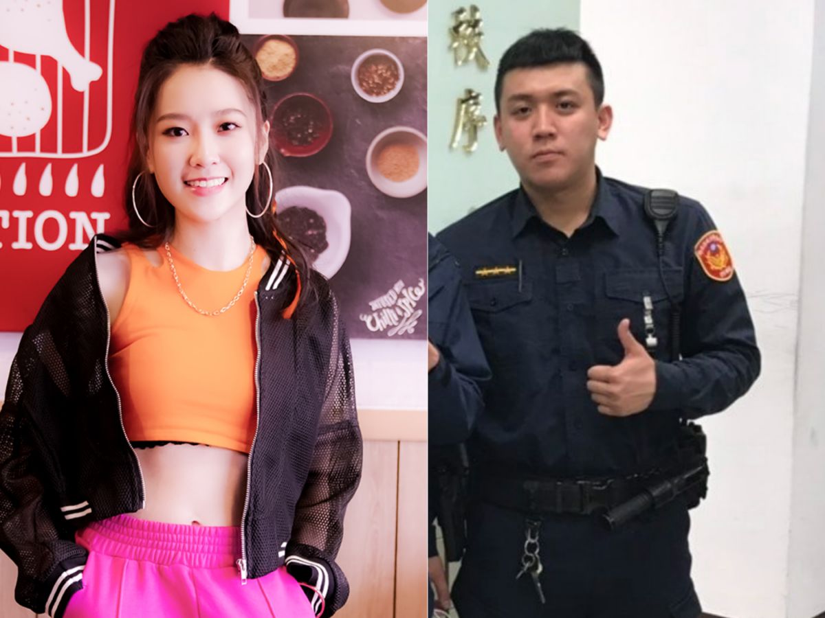 ▲「最美里長」陳紫渝帥警男友正面曝光，年薪上看百萬。（圖／翻攝陳紫渝、永和警好讚臉書）