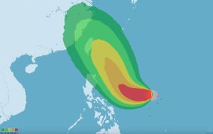 ▲中央氣象局最新「路徑潛勢及侵襲機率預測圖」顯示，杜蘇芮颱風侵襲各地的機率不斷提高。（圖／翻攝中央氣象局官網）