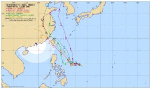 ▲杜蘇芮颱風在各國模式的預測路徑上，幾乎都是朝著台灣而來。（圖／翻攝網路）