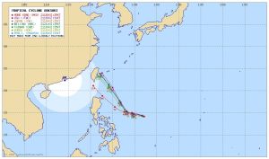 ▲杜蘇芮颱風路經預測大多朝花蓮一帶方向前進，僅香港天文台預測路徑相對偏南。（圖／翻攝網路）