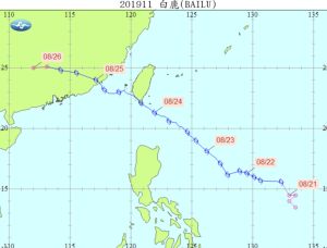 ▲2019年8月24日，「白鹿颱風」從屏東滿州鄉登陸，在此之後將近4年沒颱風登陸，杜蘇芮颱風很有可能中斷紀錄。（圖／中央氣象局提供）