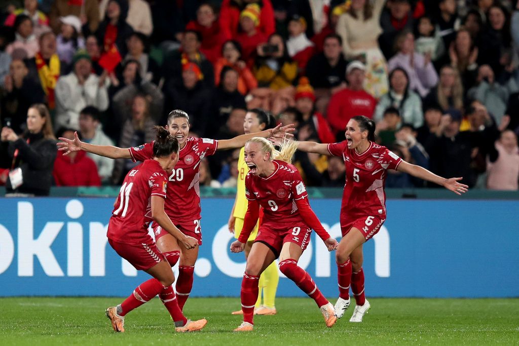 ▲替補上場的Amalie Vangsgaard，在第90分鐘關鍵頭球破門。（圖／美聯社／達志影像）