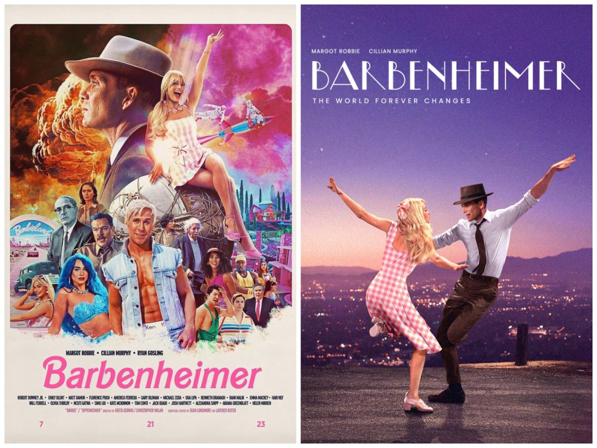 ▲《Barbie芭比》對打《奧本海默》，讓網路上出現了不少相關迷因梗圖。（圖／翻攝自推特）