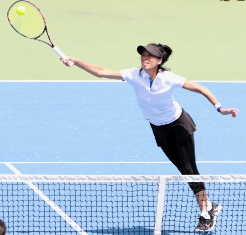 ▲謝淑薇在雙打賽大秀網前截擊技術。四維體育推廣教育基金會提供