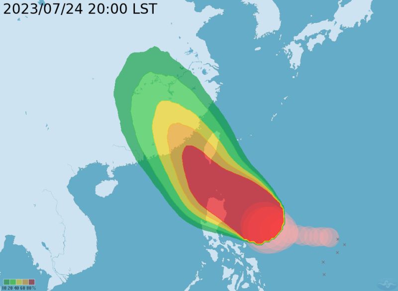 ▲《台灣颱風論壇｜天氣特急》晚間在臉書粉專上指出，杜蘇芮颱風目前最新預測路徑，沒有太大變化，同時也提到「週二(25)是關鍵，再來觀察陸地互動。週三(26)暴風圈正式接觸南、東部陸地。週四（27日）距離(台灣)最靠近，風雨最劇烈，10級風邊緣南部。」（圖／中央氣象局）