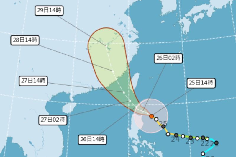 ▲中央氣象局針對「杜蘇芮颱風」已經發布海上和陸上警報，目前路徑登陸台灣機率不高，但未來2天降雨會相當劇烈。（圖／翻攝中央氣象局官網）