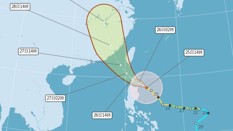 ▲杜蘇芮颱風的暴風圈已進入巴士海峽，對屏東及恆春半島將構成威脅。（圖／中央氣象局）
