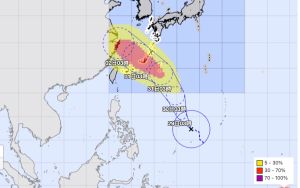 ▲日本氣象廳預測卡努颱風最新路徑，將在8月1日、2日最靠近台灣。（圖／翻攝自日本氣象廳）