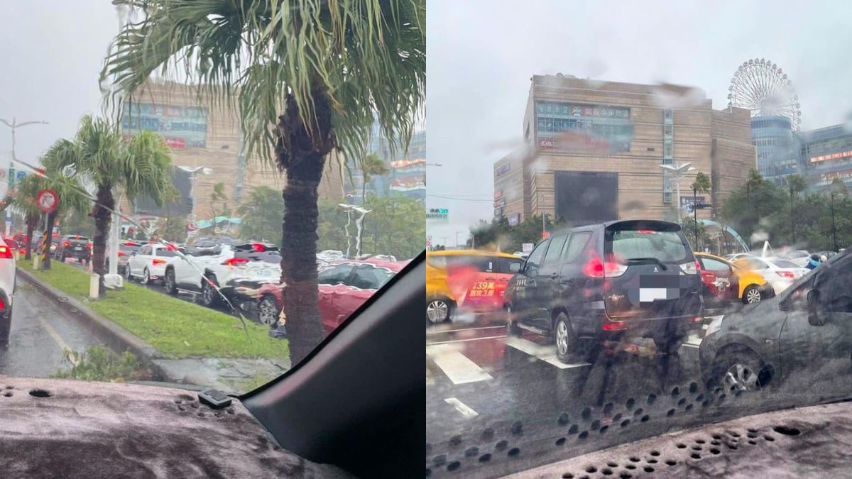 ▲高雄民眾目睹，明明漢神巨蛋、夢時代等百貨公司宣布下午2點才恢復營業，還沒開門前就出現「超誇張車陣」等待入場。（圖／《高雄點Kaohsiungtien》臉書）