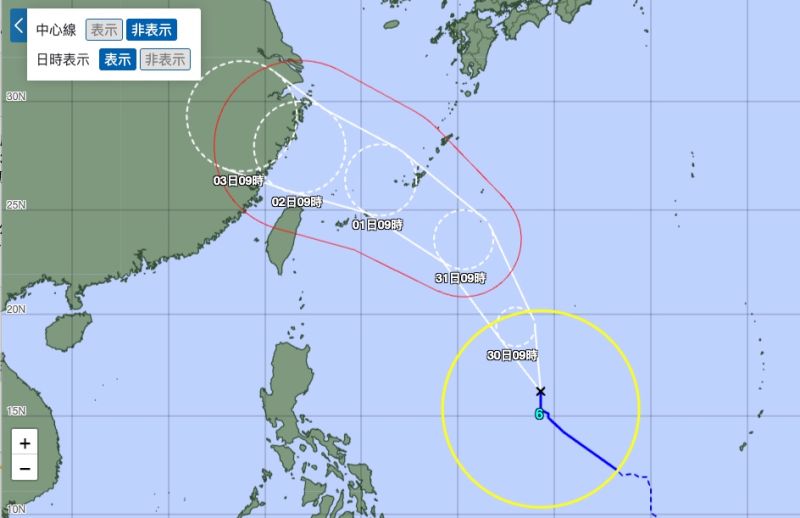 ▲日本氣象廳預估，卡努颱風將提早在31日轉為強颱風。（圖／翻攝自日本氣象廳）