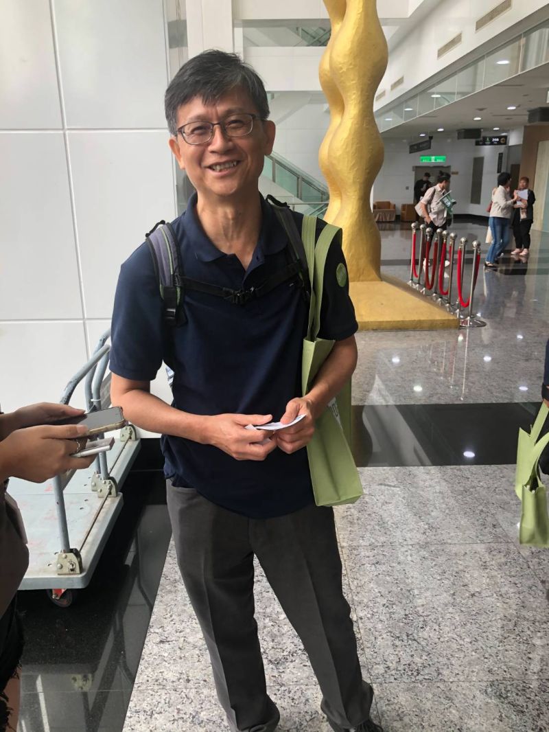 ▲詹順貴到場力挺賴清德。(圖/陳佩君攝,2023.07.29)