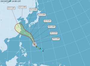 ▲卡努颱風靠近台灣時強度為中颱，目前看來離台灣本島距離遠，發布海警機率低。（圖／翻攝自中央氣象局官網）