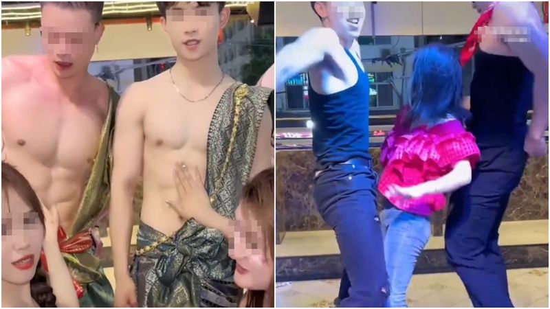 ▲雲南一間主打「猛男服務」的泰式餐廳在中國社群媒體與網路上獲得高度關注及流量，但也因此遭當局查緝吊銷營業執照。（圖／翻攝自微博）