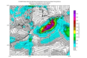 ▲從8月4日開始，可以明顯看出卡努颱風替台灣附近帶來明顯的西南風，屆時也將是中南部地區迎接較明顯雨勢的時間點。（圖／賈新興提供）