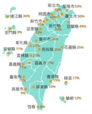 ▼卡努暴風侵襲率，最高在基隆達53%。（圖／中央氣象局）