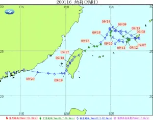 ▲卡努颱風各模式「大亂鬥」的預測路徑，讓不少網友想起2001年的納莉颱風。（圖／翻攝中央氣象局官網）