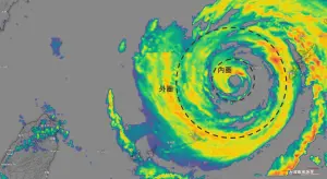 卡努颱風冒出「雙眼牆」！強度已達巔峰　桃竹苗也要小心強風大雨
