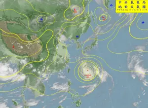 ▲卡努颱風生成初期，北方有「順時針旋轉」的高壓，帶著颱風穩定朝西北移動。（圖／中央氣象局提供）