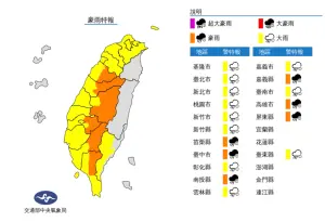 ▲中央氣象局表示，受到卡努颱風影響，今（3）日北台灣各地區有局部大雨發生的機率，氣象局也將持續更新「豪雨特報」。（圖／翻攝中央氣象局官網）