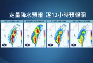 ▲氣象局定量降水預報，一直到週末都還是會有降雨的情況發生。（圖／氣象局提供）