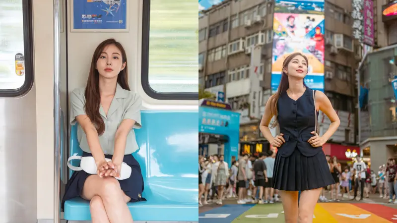 ▲「南韓最美模特」金寶拉近期前來台灣遊玩，在IG上貼出逛西門、搭捷運的一系列照片。（圖／IG@wanna._b）