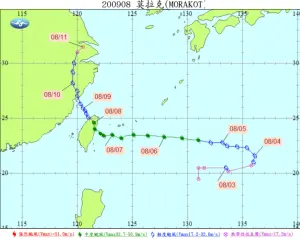 ▲2009年莫拉克颱風引進強大的西南氣流，導致中南部地區出現嚴重水患。（圖／中央氣象局提供）