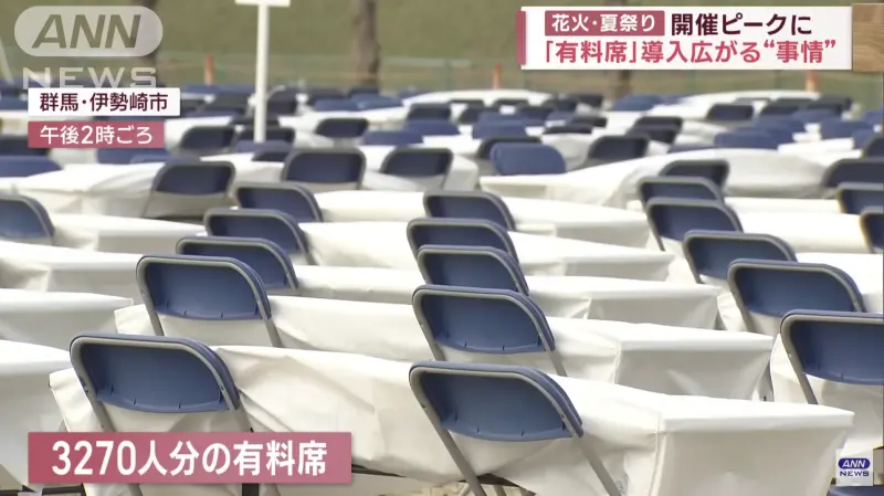 ▲伊勢崎煙火大會設置了逾3千個付費席。(圖/擷取自《ANN News》)