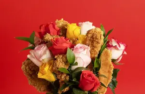 肯德基七夕情人節推「玫瑰炸雞」捧花？粉紅巧克力醬淋還灑花瓣
