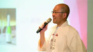 ▲富久錦株式会社社長稻岡敬之表示，「祝泡」製造工藝與香檳相似，從最初的純米酒釀造到二次熟成，需要約1.5至2年的時間。（圖／綠芽酒藏提供）