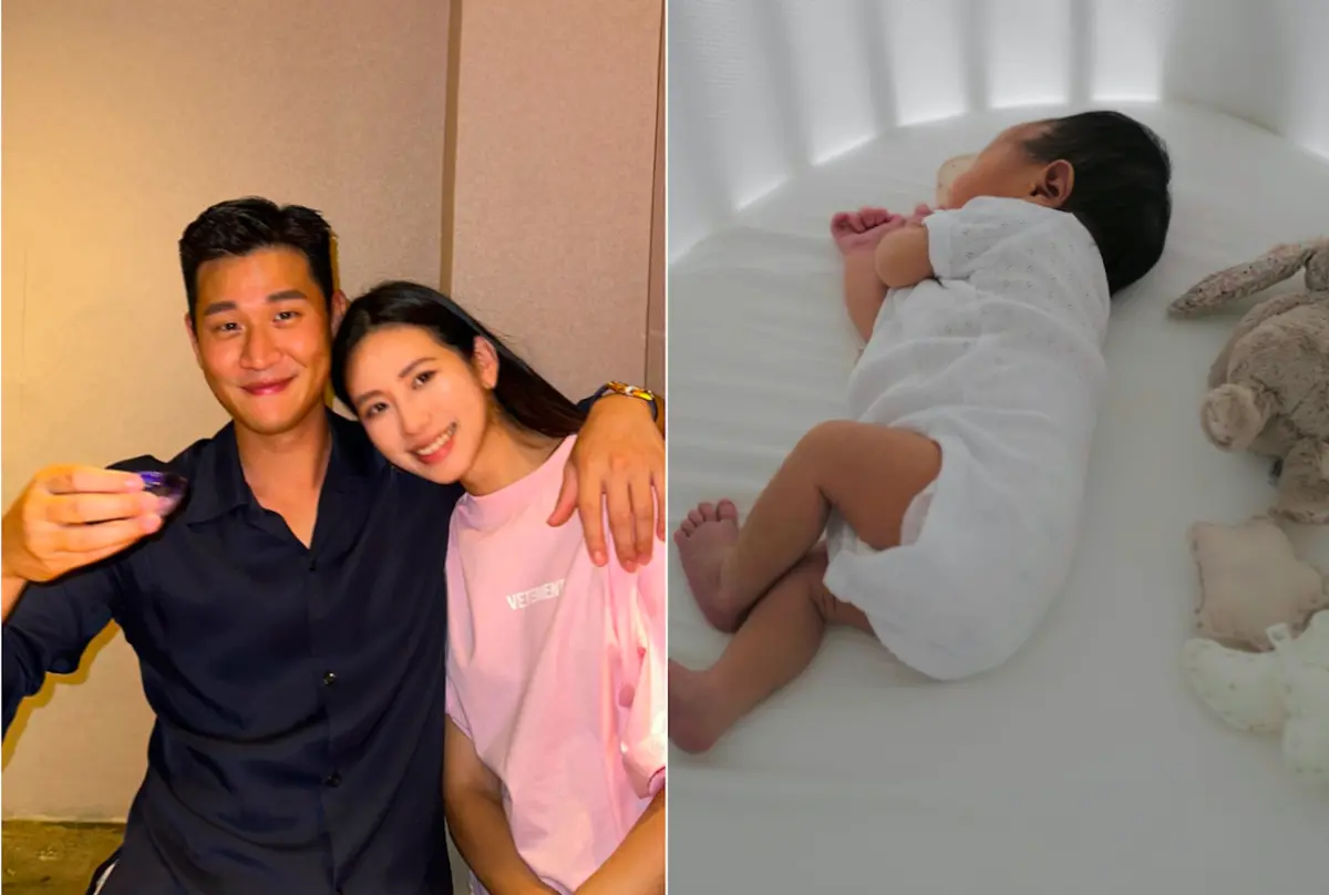 ▲周興哲（左圖左）、趙岱新今（13）日稍早宣布女兒出生。（圖／翻攝自周興哲IG）