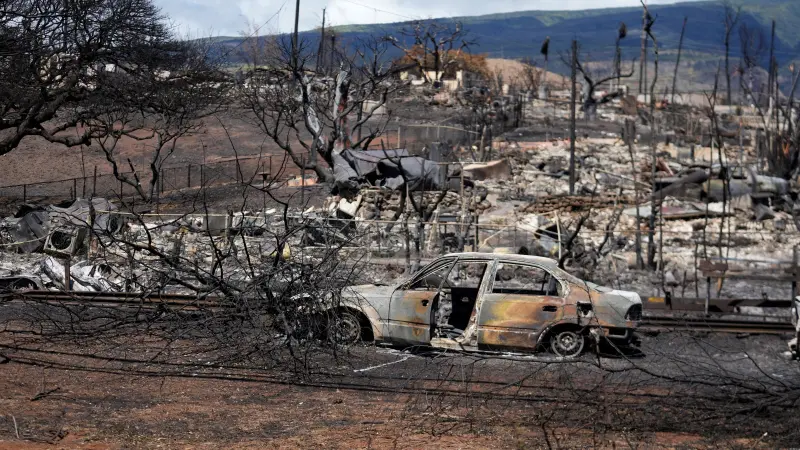 ▲野火肆虐下，位於夏威夷茂宜島的拉海納幾乎已成廢墟。（圖／美聯社／達志影像）