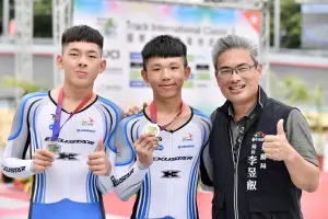 ▲男青20公里領先計分賽由台中張恩騰與李靖烽包辦金銀牌。官方提供
