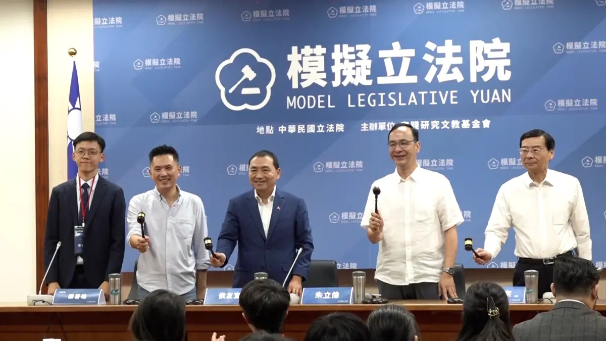 ▲朱立倫和侯友宜今日笑回南投副議長的嗆聲。（圖／記者朱永強攝，2023.08.15）