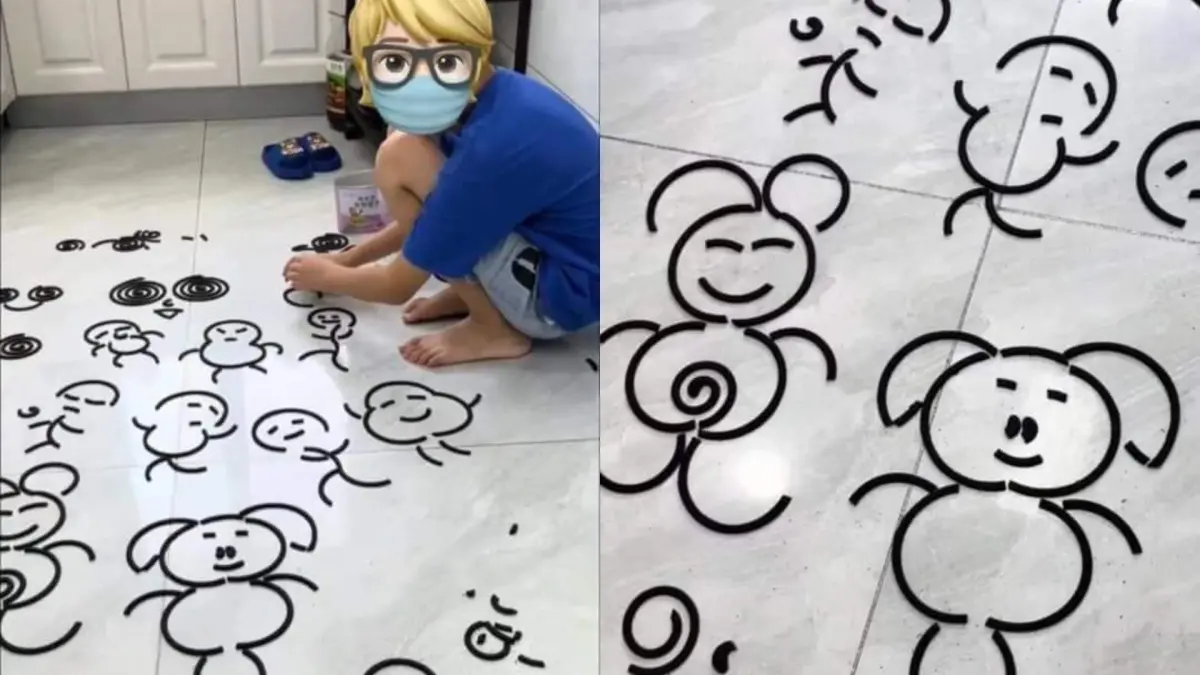 ▲一位爸爸分享，家裡孩子把蚊香拿來作畫的經過，然而成品曝光，卻讓3萬網友驚豔。（圖／《爆廢1公社》）