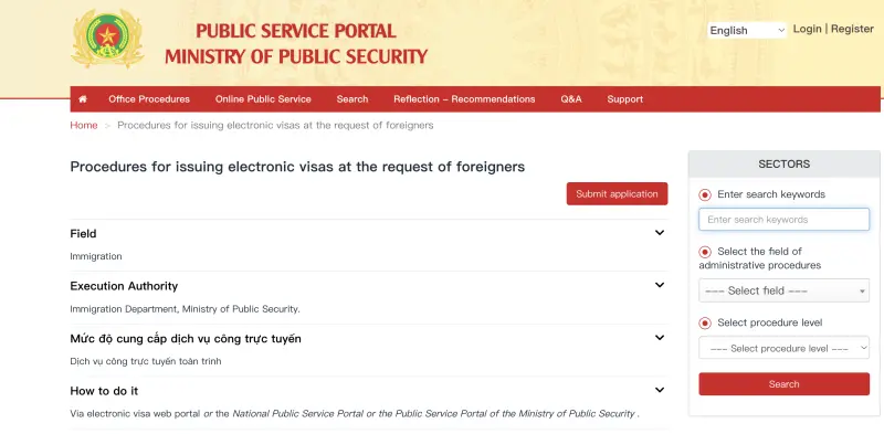 ▲越南官方申請電子簽證的英文版網站。（圖／翻攝自官方網站）