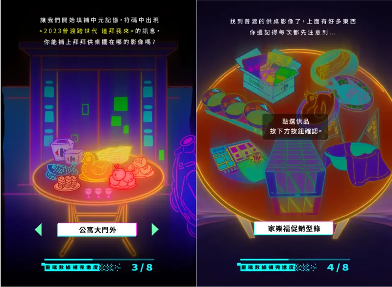 ▲家樂福也推出「普渡跨世代,這拜我來」5分鐘宣傳片,互動問答中也有此訊息。(圖/家樂福提供)