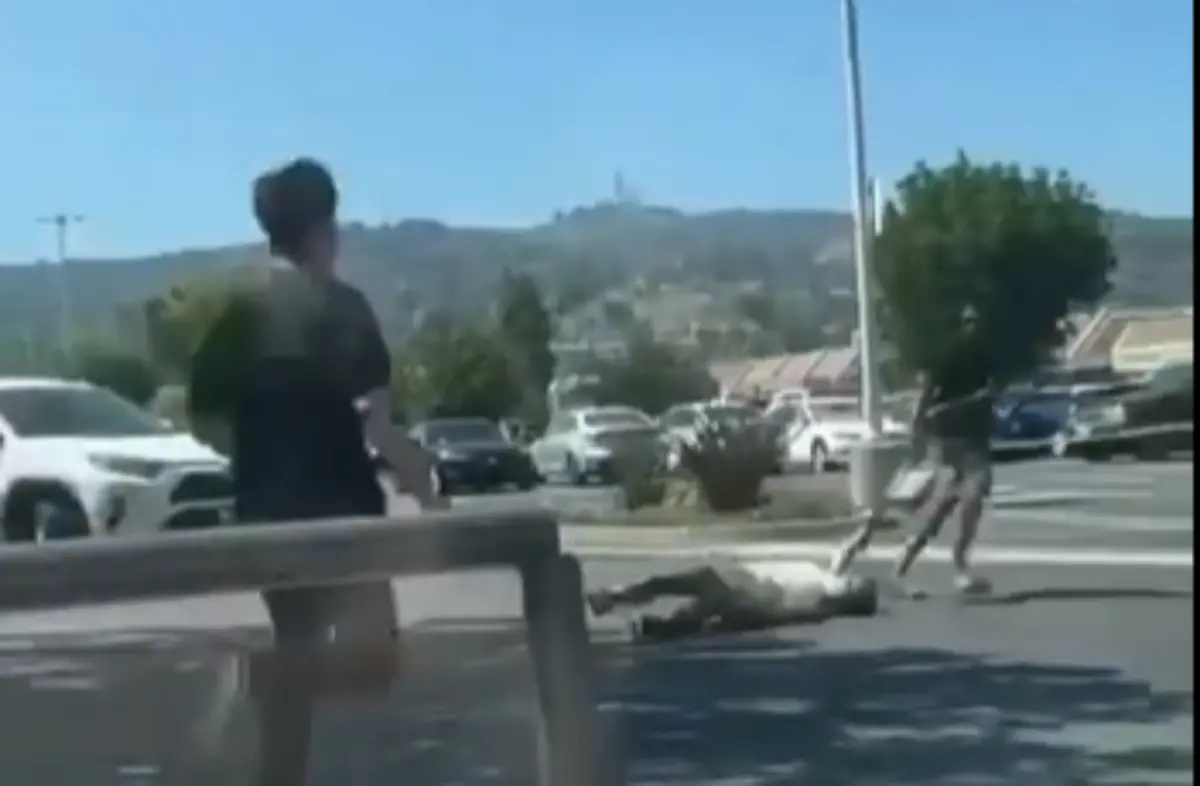 ▲美國洛杉磯近日發生一起驚悚搶案，1名7旬老婦在銀行外遭搶，還被粗暴拖行。（圖／擷取自影片）