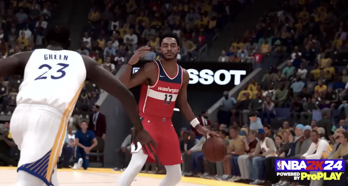 ▲《NBA2K24》近日釋出最新預告片，其中一幕竟是Jordan Poole主動單打Draymond Green，掀起一波討論。（圖／官方YouTube）