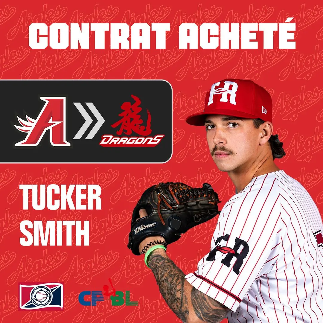 ▲味全龍隊新洋投Tucker Smith體檢中，最快下周報到。（圖／三河城飛鷹推特）
