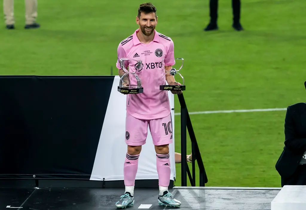 ▲梅西（Lionel Messi）率領邁阿密國際拿下隊史首冠。（圖／美聯社／達志影像）