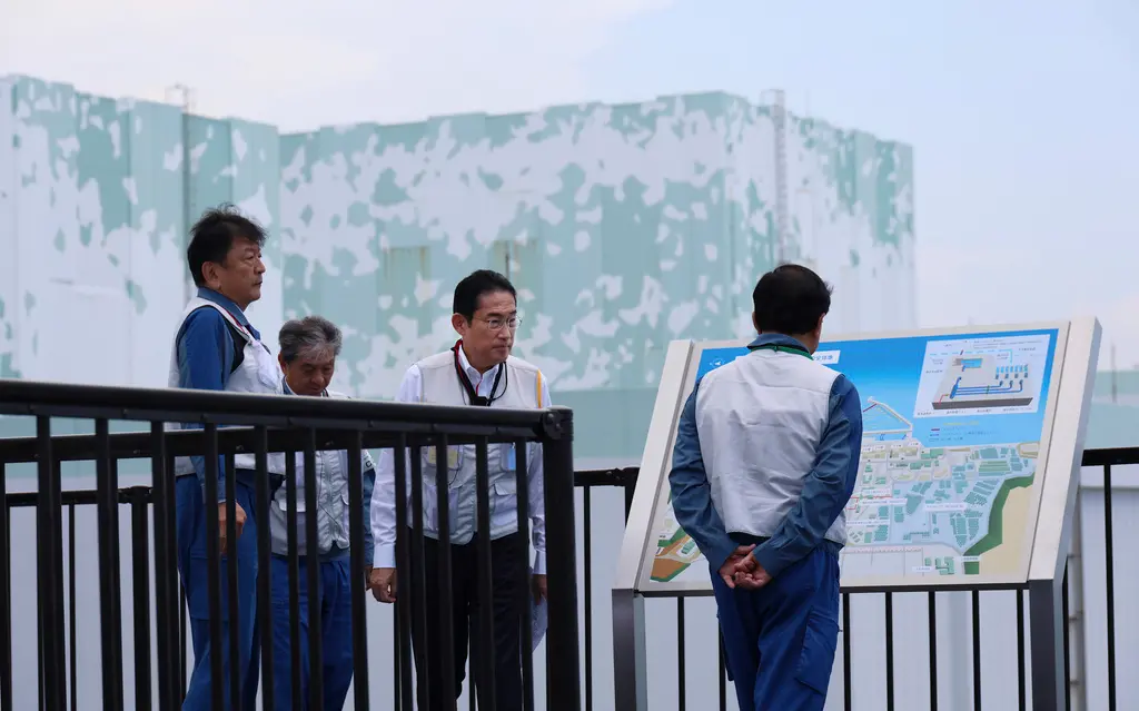 ▲日本首相岸田文雄為確認核處理水排入海的相關情況親上火線，抵達福島第一核電廠視察。（圖／美聯社／達志影像）